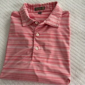 Peter Millar Summer Comfort Pink & White Short Sleeve Polo Men's L